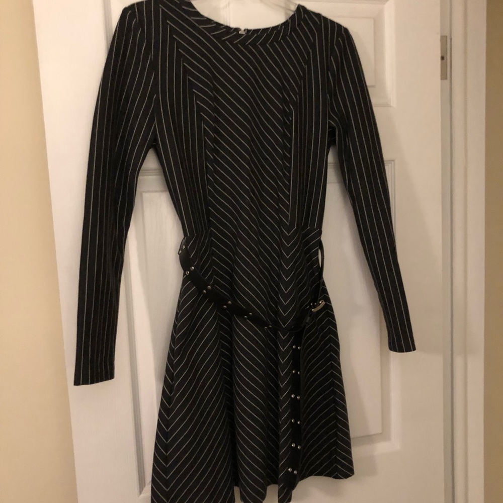 Michael Kors long sleeve pin-striped dress